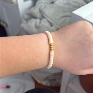 Chic Gold and Pink Beaded Bracelet
